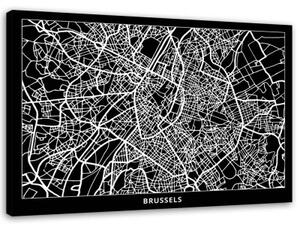 Obraz na plátně Mapa města Brusel - 100x70 cm