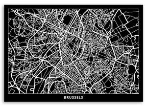 Obraz na plátně Mapa města Brusel - 90x60 cm