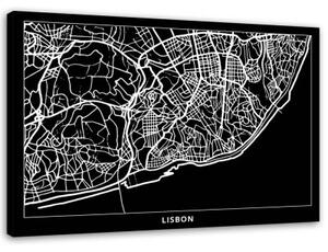 Obraz na plátně Mapa města Lisabon - 120x80 cm