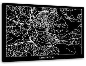 Obraz na plátně Mapa města Stockholm - 90x60 cm