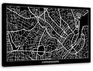 Obraz na plátně Mapa města Kodaň - 90x60 cm