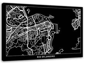 Obraz na plátně Mapa města Rio de Janeiro - 90x60 cm