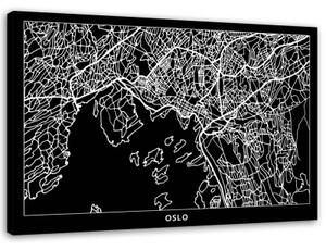 Obraz na plátně Mapa města Oslo - 120x80 cm