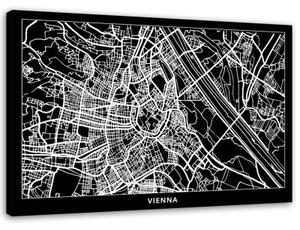 Obraz na plátně Mapa města Vídeň - 120x80 cm