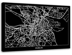 Obraz na plátně Mapa města Dublin - 60x40 cm