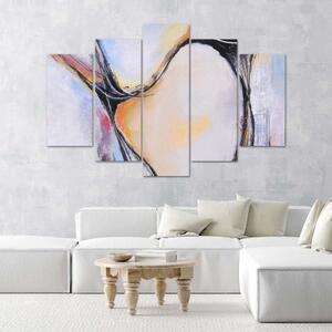Obraz na plátně pětidílný Abstraction Pastelová béžová - 100x70 cm