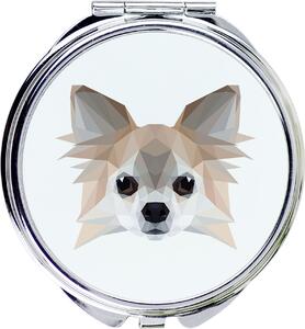Chihuahua s dlouhou srstí – Zrcadlo značky Art-Dog s fotografií a geometrickým vzorem
