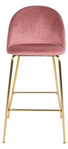 Sada 2 růžových barových židlí se sametovým potahem s nohami mosazové barvy House Nordic Lausanne
