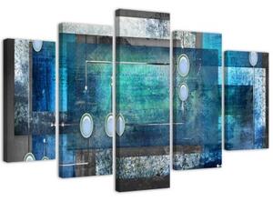 Obraz na plátně pětidílný Abstraktní tyrkysově modrá - 150x100 cm