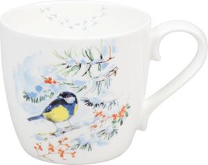 Vánoční porcelánový hrnek Sýkorka modřinka 450 ml