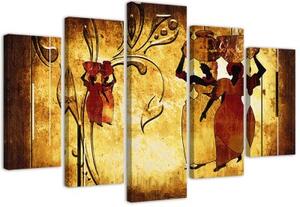 Obraz na plátně pětidílný Africké ženy - 150x100 cm