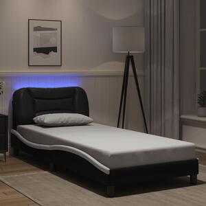 Rám postele s LED bez matrace Hvar černý a bílý 90x190 cm 3213904