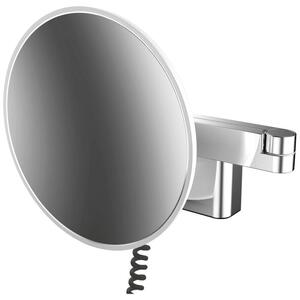 Emco LED zrcátko na holení a kosmetiku, nástěnný model, dvoukloubové rameno, 5x zvětšení, kulaté, spirálový kabel a zástrčka, 109506040