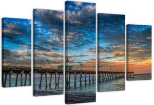 Obraz na plátně pětidílný Molo Sunset Pier - 150x100 cm