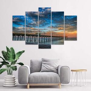 Obraz na plátně pětidílný Molo Sunset Pier - 100x70 cm