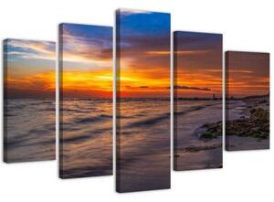 Obraz na plátně pětidílný Moře při západu slunce - 150x100 cm