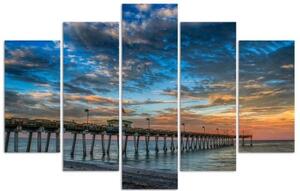 Obraz na plátně pětidílný Molo Sunset Pier - 100x70 cm