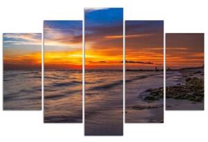 Obraz na plátně pětidílný Moře při západu slunce - 150x100 cm