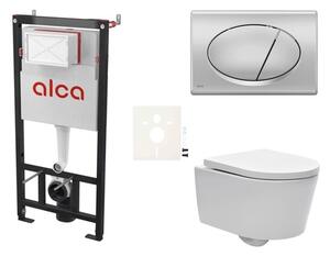 Cenově zvýhodněný závěsný WC set Alca do lehkých stěn / předstěnová montáž + WC SAT Brevis SIKOASW3