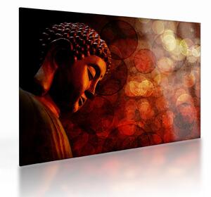 Skleněný obraz - Buddha v červených tónech (70x50 cm)