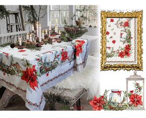 Vánoční bavlněný ubrus Vánoční růže digitálni potlač 140x180 cm Made in Italy 140x180 cm Vícebarevná