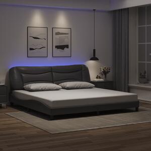 Rám postele s LED bez matrace Hvar šedý 200 x 200 cm 3213958