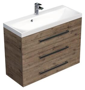Koupelnová skříňka s umyvadlem SAT Cube Way 100x76,5x40 cm dub wellington CUBE21003DW
