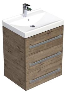 Koupelnová skříňka s umyvadlem SAT Cube Way 60x76,5x46 cm dub Wellington mat CUBE46603DWVER