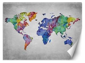 Fototapeta, Akvarelová mapa světa - 400x280 cm