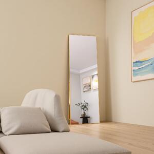 Obdélníkové kosmetické zrcadlo z tvrzeného skla, černý hliníkový rám, 162 x 53 cm, elegantní moderní design do ložnice nebo koupelny