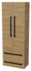 Koupelnová skříňka s černou úchytkou SAT Cube Way 60x163x33 cm dub Hickory mat CUBE3CV60DH