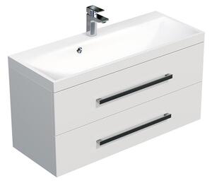 Koupelnová skříňka s umyvadlem SAT Cube Way 100x40 cm bílá lesk CUBE2100ZBL