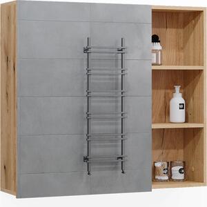 Koupelnová zrcadlová skříňka Vicco Rudi Dub 90 x 80.9 cm s dvířky a otevřenými přihrádkami, Model 40519