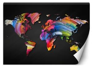 Fototapeta, Barevná mapa světa v pastelových barvách - 300x210 cm