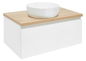 Koupelnová skříňka s krycí deskou SAT B-WAY 79x30x45 cm bílá lesk BWAY80WDOAK