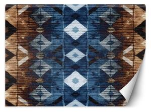 Fototapeta, Geometrický vzor modro-hnědý - 450x315 cm