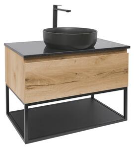 Koupelnová skříňka s umyvadlem a žulovou krycí deskou SAT B-Way 79x30x45 cm dub BWAY80OAKZFUB