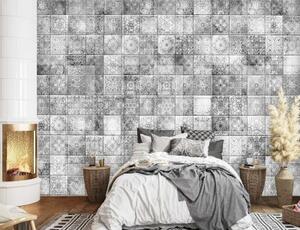 Fototapeta, Mozaika z šedých dlaždic - 400x280 cm