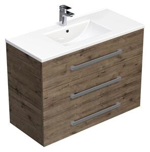 Koupelnová skříňka s umyvadlem SAT Cube Way 100x76,5x46 cm dub Wellington mat CUBE461003DWMOD