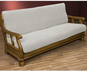 Super strečové potahy GLAMOUR smetanové dvojkřeslo s dřevěnými rukojeťmi (š. 140 - 170 cm)