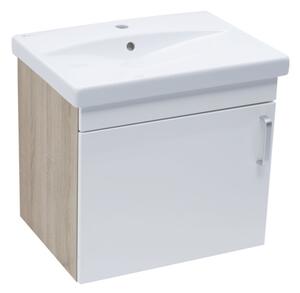 Koupelnová skříňka s umyvadlem Naturel Vario Dekor 60x51x40 cm bílá lesk VARIO260DBBL