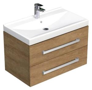 Koupelnová skříňka s umyvadlem SAT Cube Way 80x53x46 cm dub Hickory CUBE46802DHVER
