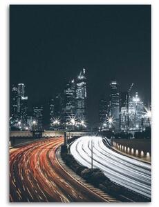 Obraz na plátně Noční silnice ve městě - 40x60 cm
