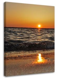 Obraz na plátně Západ slunce na pláži moře - 70x100 cm