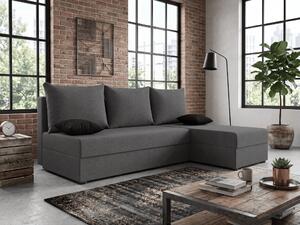 Rozkládací oboustranná sedací souprava do L VALERIO SLIM 200x140 cm, tmavě šedá + 2 polštářky ZDARMA