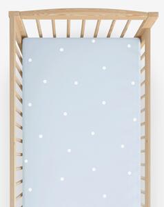 Goldea bavlněné napínací prostěradlo do dětské postýlky - puntíky na nebesky modrém 60 x 120 cm