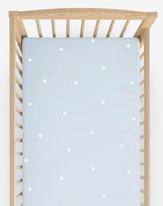 Goldea bavlněné napínací prostěradlo do dětské postýlky - puntíky na nebesky modrém 70 x 140 cm