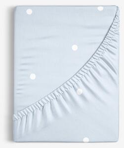 Goldea bavlněné napínací prostěradlo - puntíky na nebesky modrém 80 x 160 cm