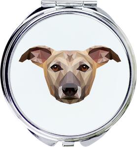 Whippet, malý anglický chrt – zrcadlo značky Art-Dog s fotografií a geometrickým vzorem