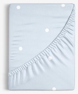 Goldea bavlněné napínací prostěradlo - puntíky na nebesky modrém 140 x 200 cm